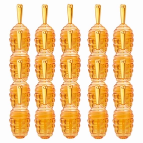 20 Pcs 9ml Honey Pots Shaped Lip Gloss Tubes Refillable Clear Lip Balm Bottle Lip Oil Bottle for DIY Lipstick Cosmetic Sample, Brown