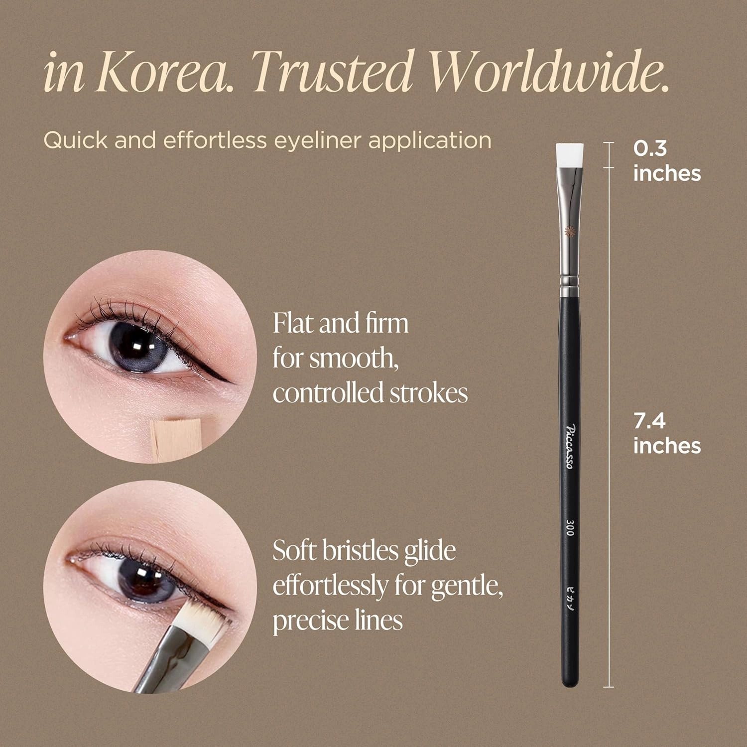300 Eyeliner & Concealer Brush – Angled Eyeliner Brush for Precise Lines and Spot Coverage, Dual-Use Eye Makeup Brush for Eyeliner and Concealer, Perfect for Eye Makeup Brushes Set