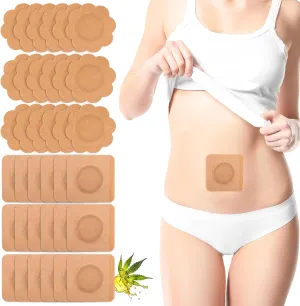 300Pcs Castor Oil Pack Wrap for Belly Button, 2.75 x 2.75 inches Disposable Self-Adhesive Organic Cotton Pads Highly Absorbent Patches Anti Leak(Oil Not Included)