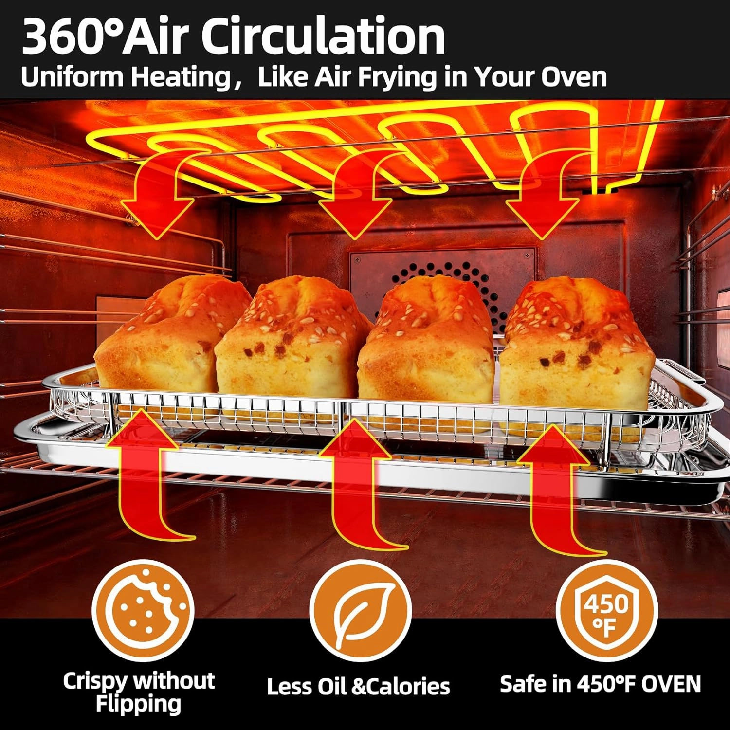 3 Set Air Fryer Basket, Air Fryer Pans and Tray for Oven with 90 PCS Parchment Papers, DEGOVIN Non-stick Stainless Steel Oven Air Fryer Basket and Tray-18.8" x 12.8" &15.7" x 11.6" & 12.8" x 8.9"