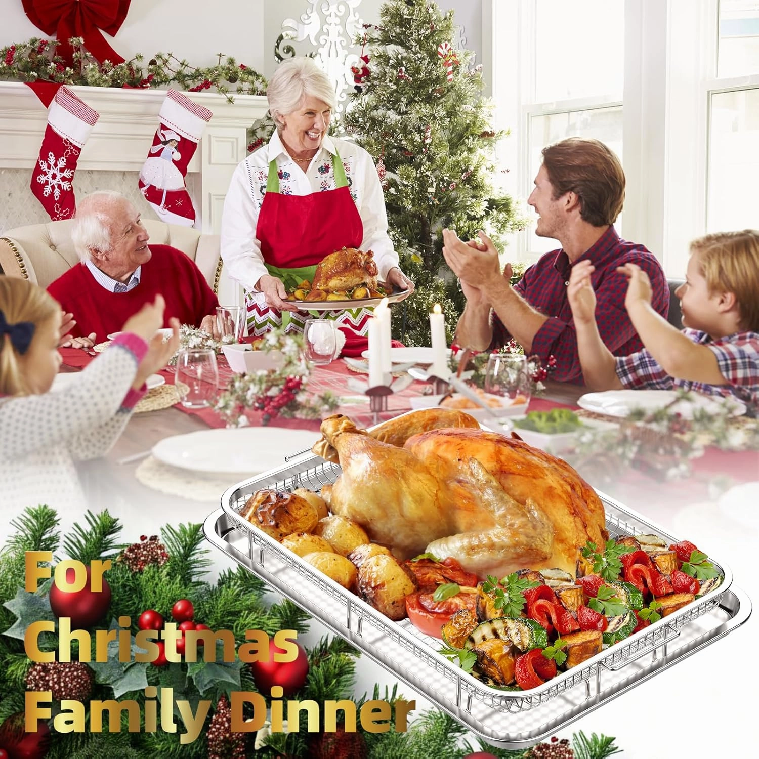 3 Set Air Fryer Basket, Air Fryer Pans and Tray for Oven with 90 PCS Parchment Papers, DEGOVIN Non-stick Stainless Steel Oven Air Fryer Basket and Tray-18.8" x 12.8" &15.7" x 11.6" & 12.8" x 8.9"