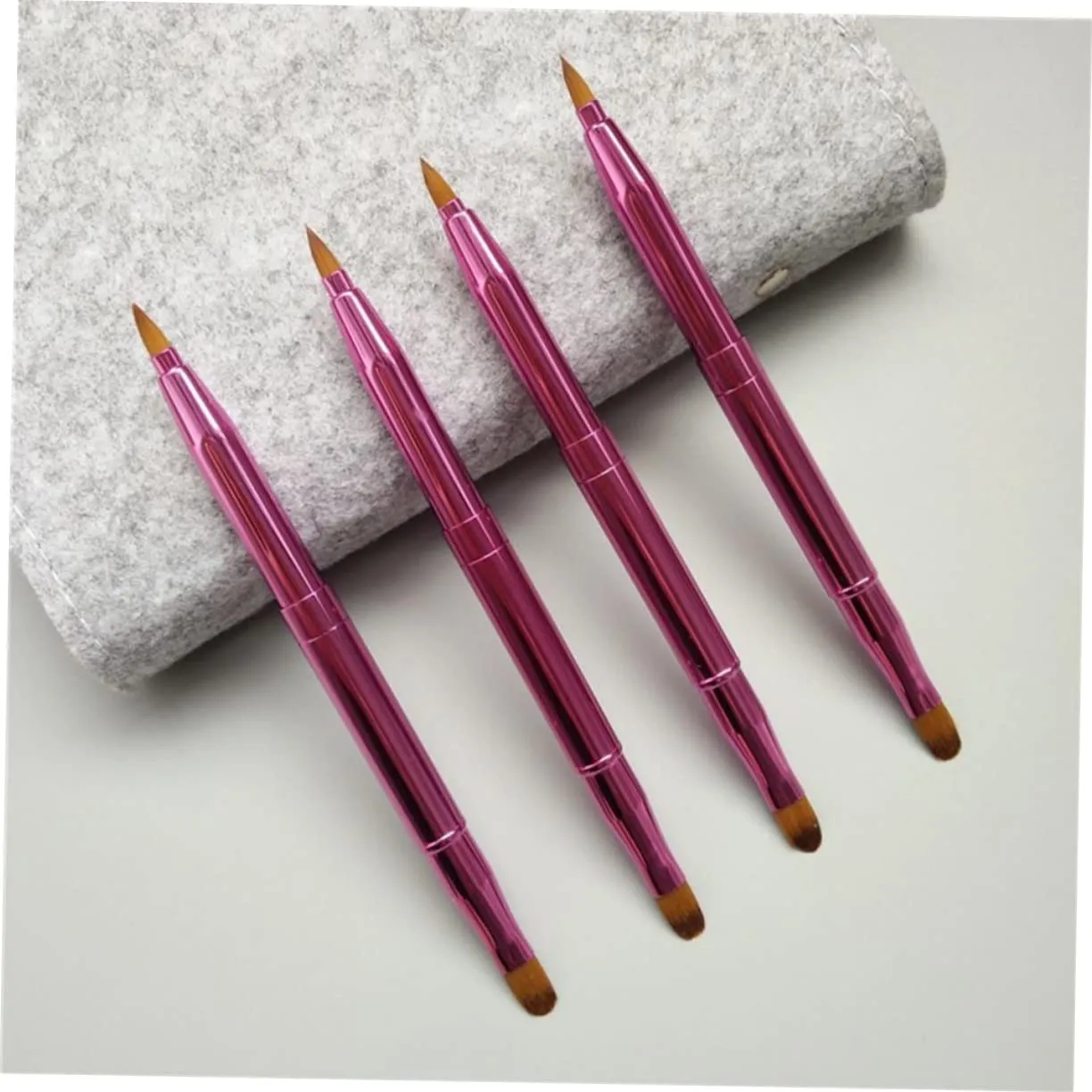 3sets Double Ended Lip Brush Set Retractable Lipstick Liner Lip Gloss Applicator Makeup Brush Portable and Easy to Clean 3pcs*3