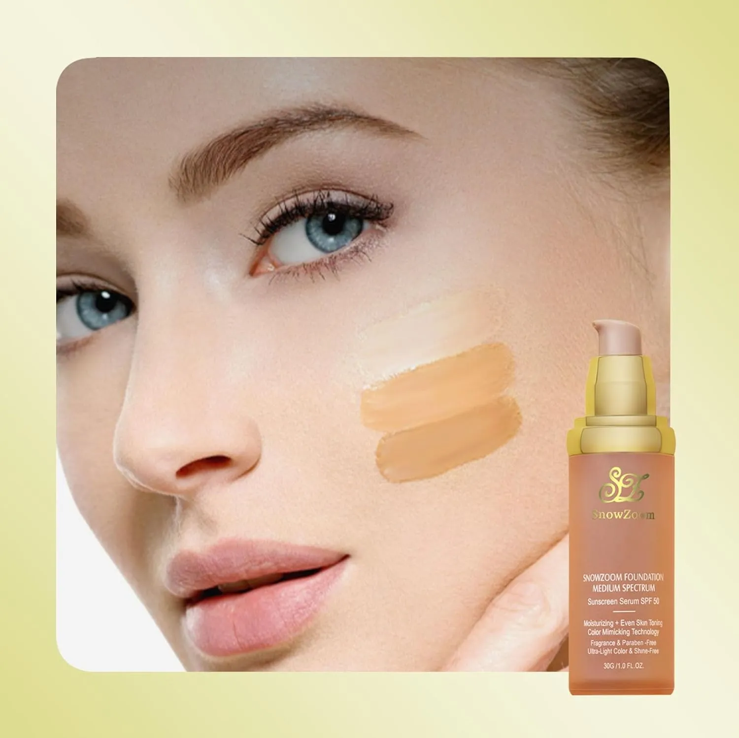 4 in 1 Foundation Colour Changing Liquid - Hydrating Medium/Light full coverage concealer with SPF 50  Inspired -Longwearing & Waterproof-Care makeup 1oz(30ml)