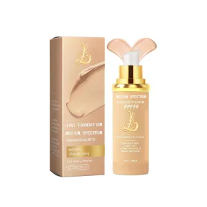 4-in-1 Magic Foundation Light/Medium Spectrum Full Coverage Lotion, Match Skin Color Changed, SPF 50 , 4 1 Foundation Hydrating Concealer Waterproof Korean Makeup(Medium, Spectrum)