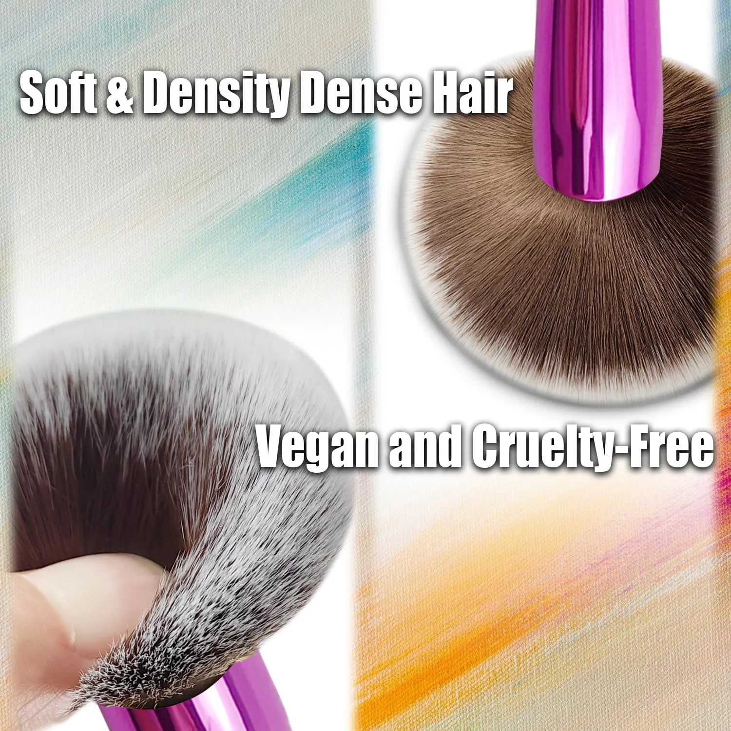 4 in 1 Makeup Brush Set, Travel Makeup Brushes with Case, Mini Makeup Brushes, Powder, Foundation, Concealer, Eyeshadow, Dual Ended, Synthetic Bristles, Purple