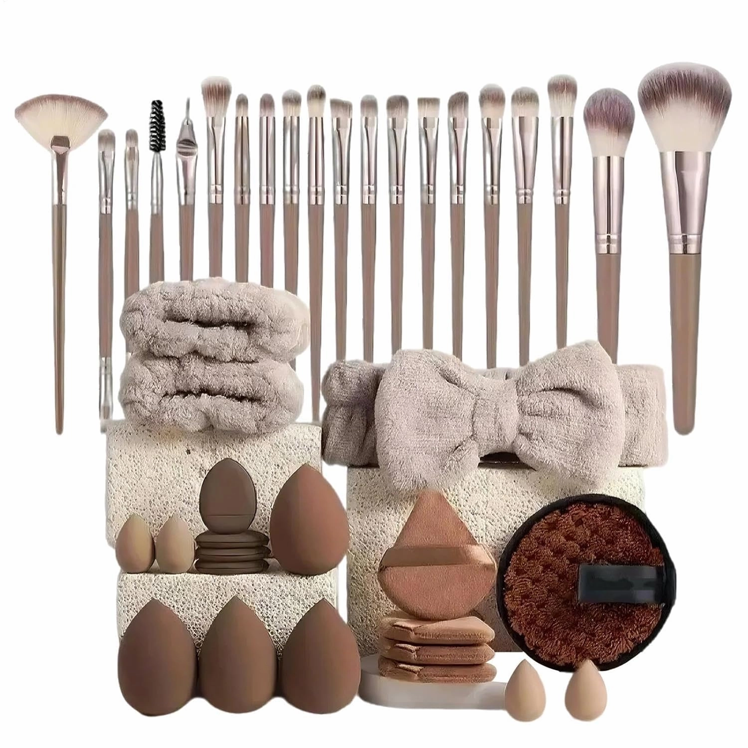 40pcs Makeup Brush Set - Foundation Makeup Brush with Sponge | Make Up Brush | Professional Synthetic Makeup Brushes for Foundation, Blush and Power Concealer - 3.15 inches