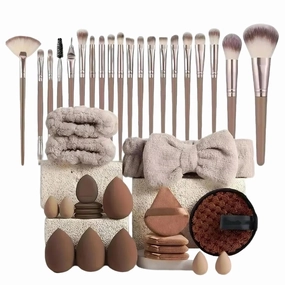40pcs Makeup Brush Set - Foundation Makeup Brush with Sponge | Make Up Brush | Professional Synthetic Makeup Brushes for Foundation, Blush and Power Concealer - 3.15 inches