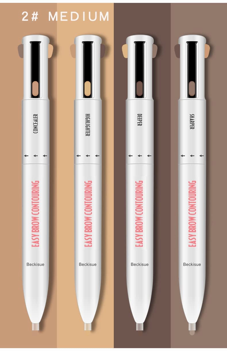 4-in-1 Defining & Highlighting Brow Pencil, Brow Contour Pro, 4 in 1 Brow Contour Highlight Pen (2pcs,2# Medium)
