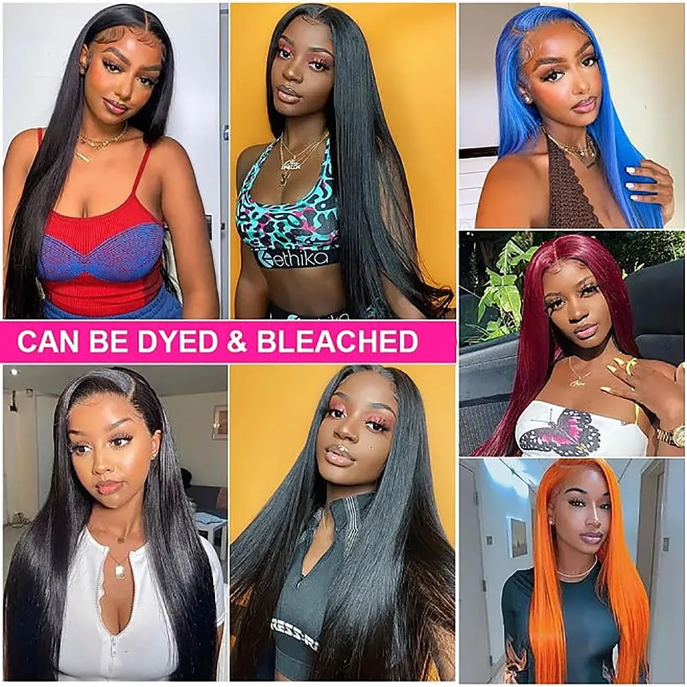 4X4 Straight HD Lace Closure Human Hair Extensions 12A Brazilian Virgin Remy 100% Unprocessed Human Hair Frontal Free Part Closure Only Pre Plucked With Baby Hair Natural Black 14 Inch