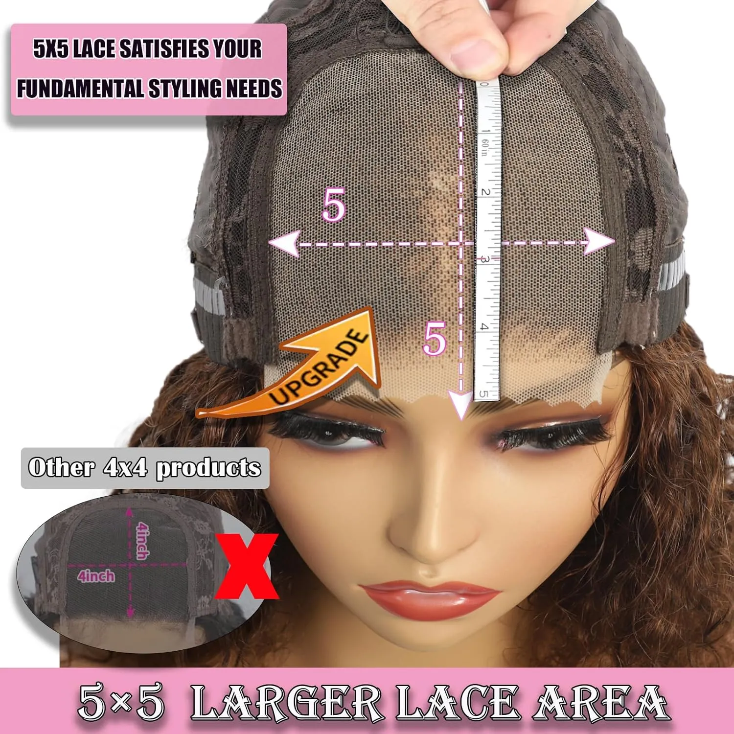 5×5 Closure Bob Wig Human Hair Glueless Wigs Human Hair Pre Plucked Pre Cut Short Curly Wig Water Wave Middle Part 4# Chocolate Brown for Women Wigs for Black Women 12Inch