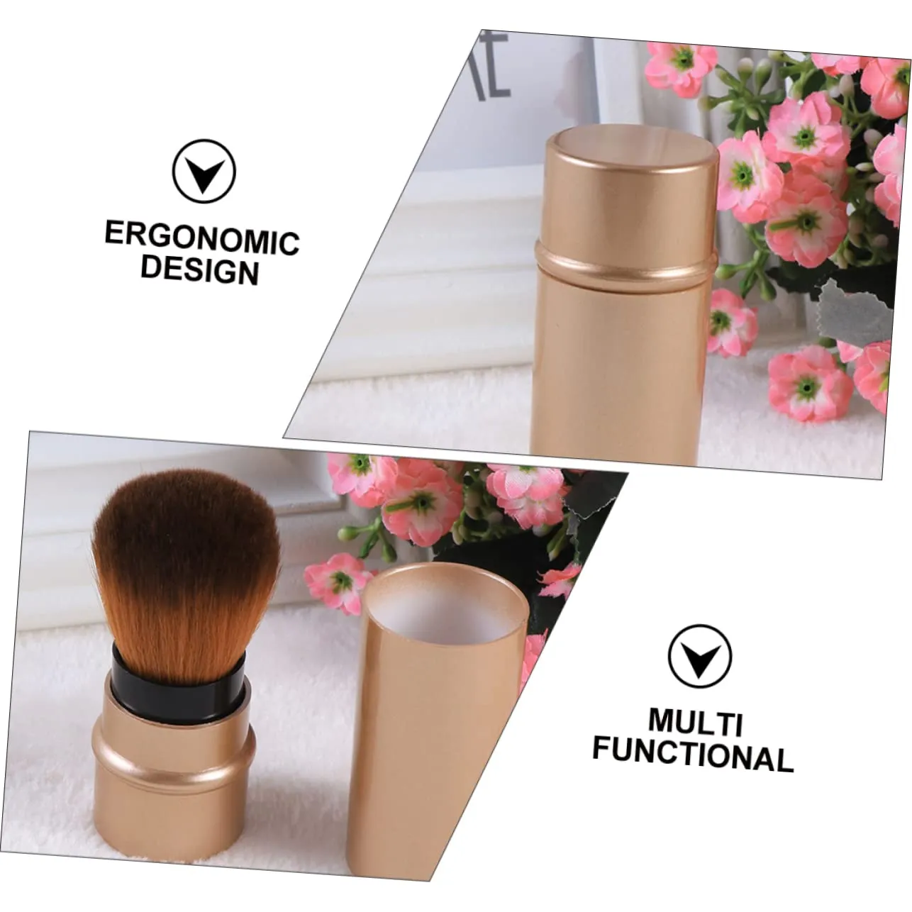 6pcs Portable Retractable Makeup Brush Travel Cosmetic Tools for Foundation Application No Shedding Material for Professionals and Personal Use Great for Holidays