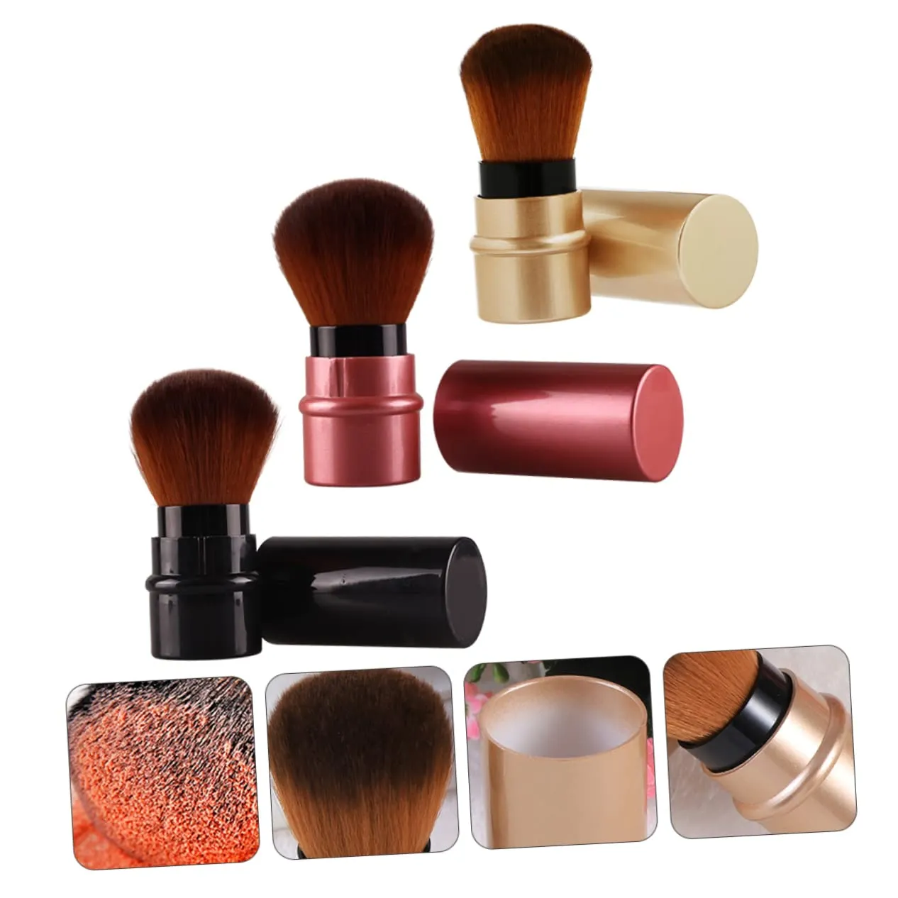 6pcs Portable Retractable Makeup Brush Travel Cosmetic Tools for Foundation Application No Shedding Material for Professionals and Personal Use Great for Holidays