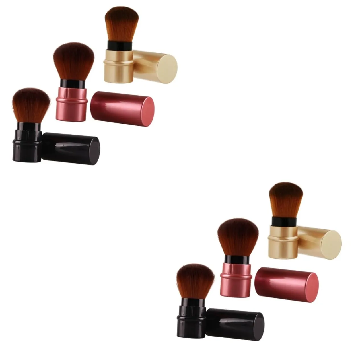 6pcs Portable Retractable Makeup Brush Travel Cosmetic Tools for Foundation Application No Shedding Material for Professionals and Personal Use Great for Holidays