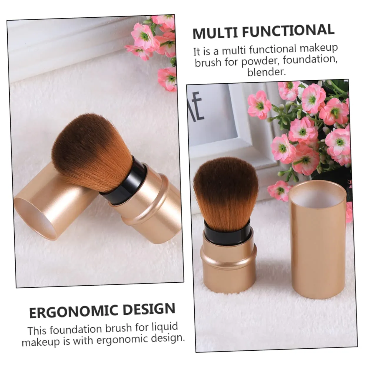 6pcs Portable Retractable Makeup Brush Travel Cosmetic Tools for Foundation Application No Shedding Material for Professionals and Personal Use Great for Holidays