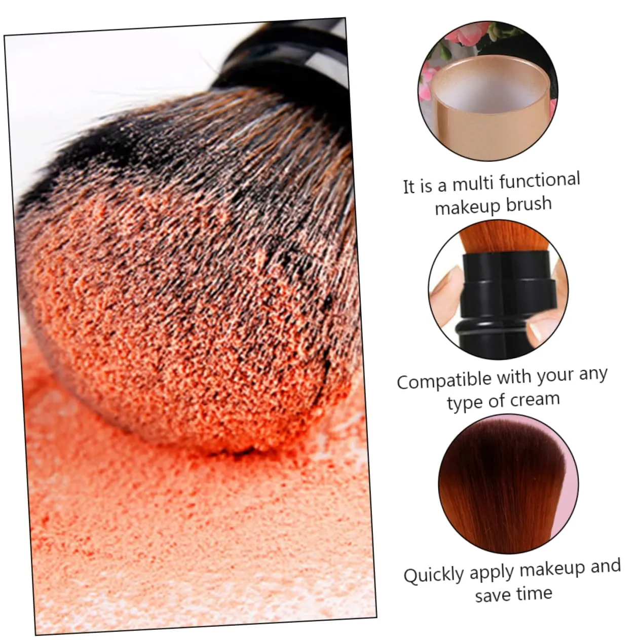 6pcs Portable Retractable Makeup Brush Travel Cosmetic Tools for Foundation Application No Shedding Material for Professionals and Personal Use Great for Holidays
