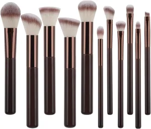 7-13pcs Makeup Brushes Set Double Head Loose Powder Blush Foundation Telescopic Grooming Brush Professional Cosmetic Tools(Black)