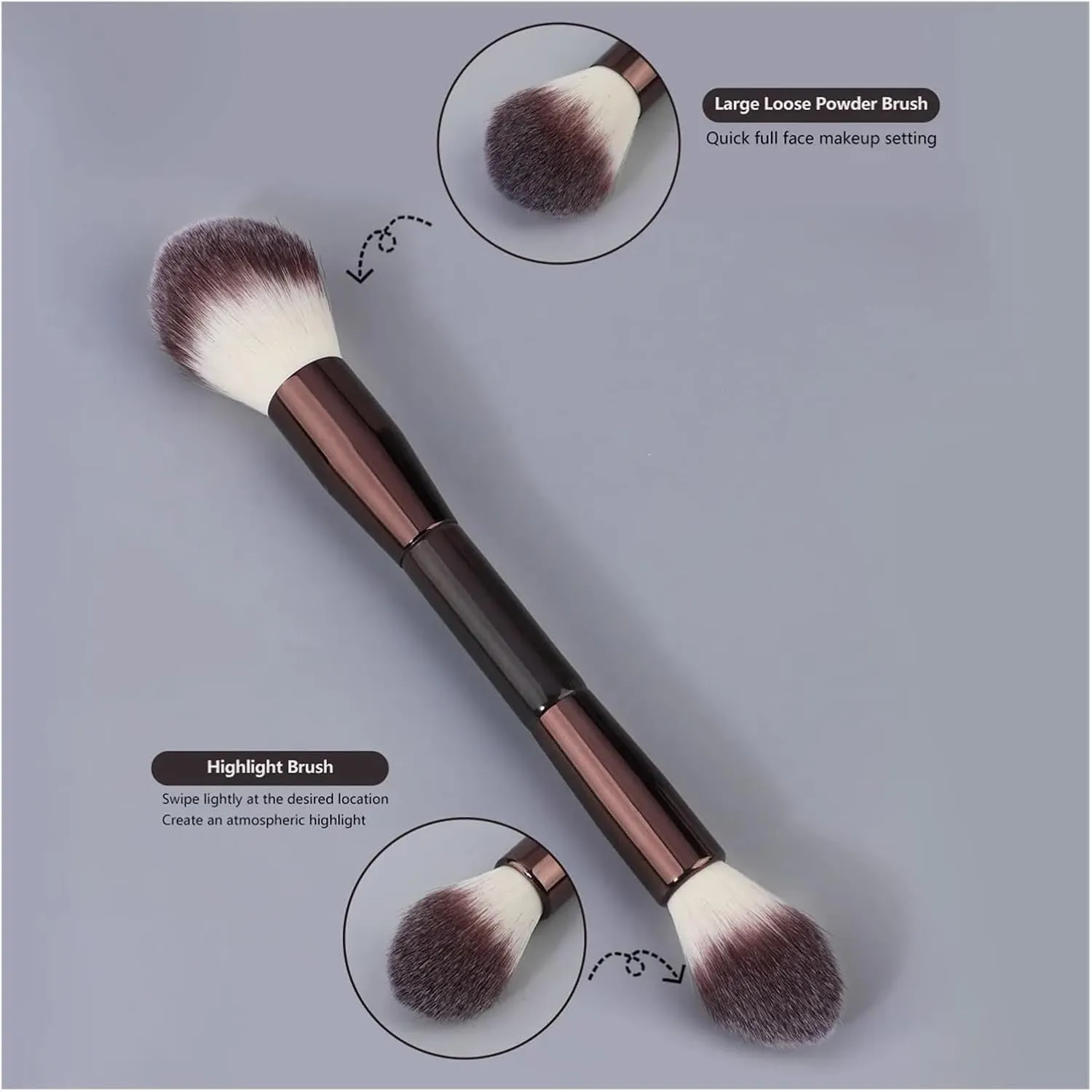 7-13pcs Makeup Brushes Set Double Head Loose Powder Blush Foundation Telescopic Grooming Brush Professional Cosmetic Tools(Black)