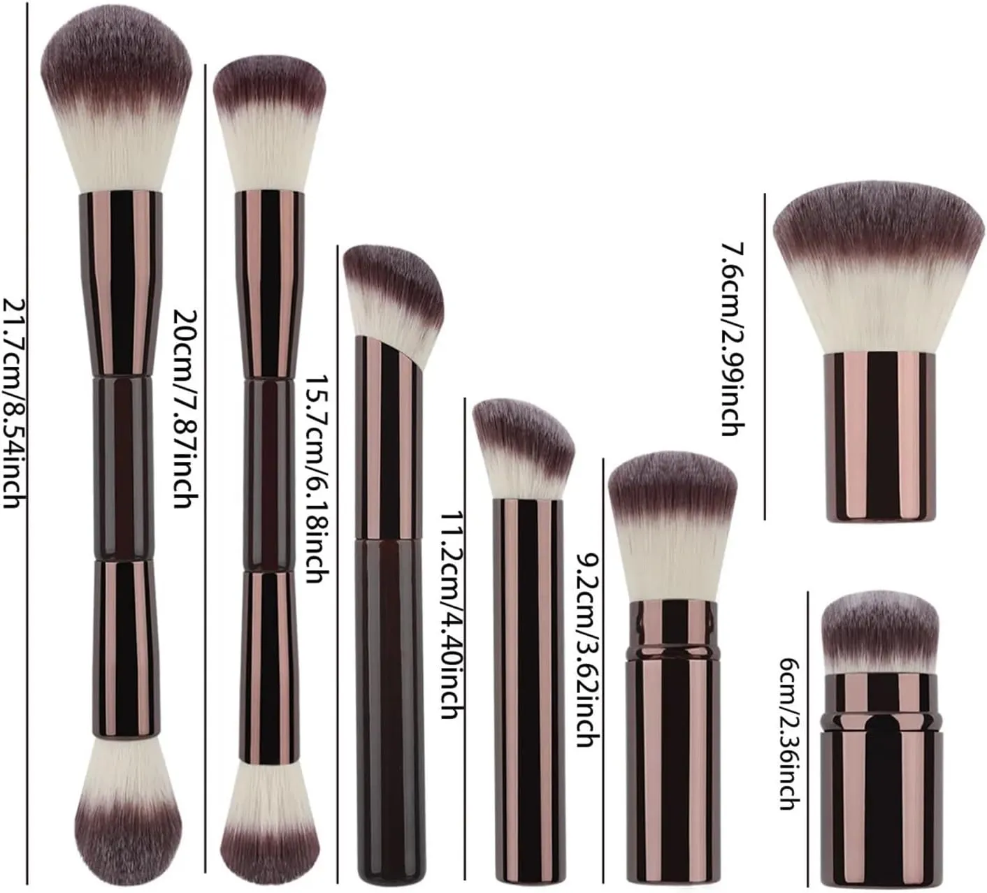 7-13pcs Makeup Brushes Set Double Head Loose Powder Blush Foundation Telescopic Grooming Brush Professional Cosmetic Tools(Black)