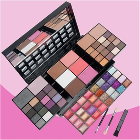74 Colors Eye Shadow Lip Gloss Blush Highlight Glitter Sequin Makeup Combo Set
