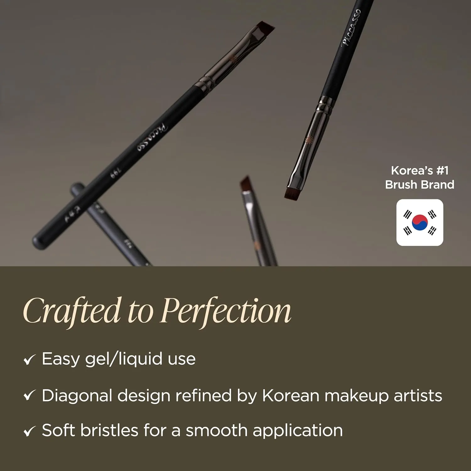 798 Flat Eyeliner Brush – Professional for Precision Application, Includes Eye Makeup Brushes, Facial Brush, and Eyebrow Brush, Soft Bristles for Gel or Cream Eyeliner, K-Beauty