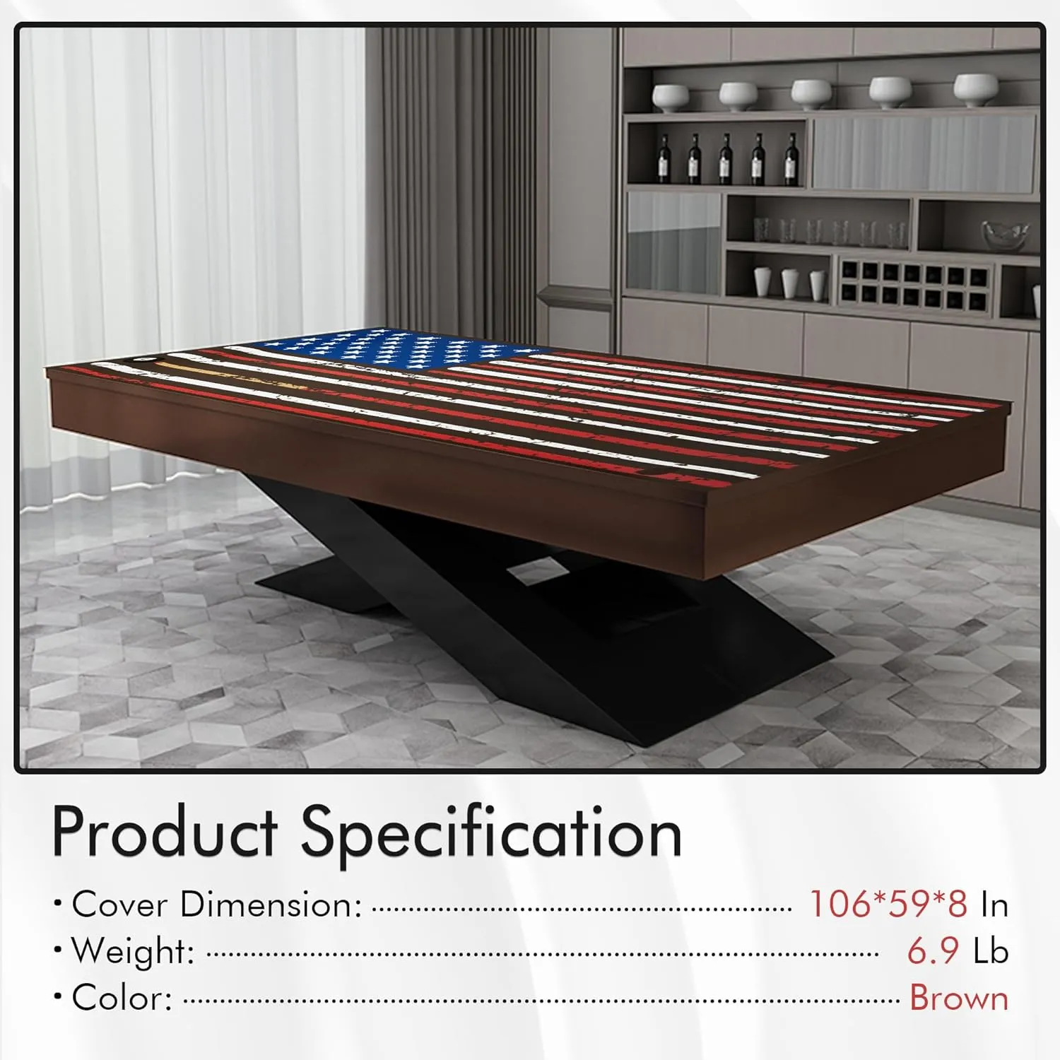 8.5ft Pool Table Cover 8.5 Feet Billiard Table Covers Leather Waterproof Pool Table Cover for Protecting Pool Table Felt Pool Table Accessories-Brown