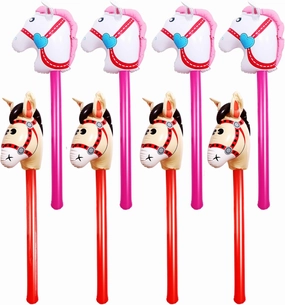 8 Pcs 40 Inch Inflatable Stick Horse Colorful Horse Head Stick Balloon Horse Birthday Party Supplies Pony Stick for Christmas Horse Themed Party Decorations Costume Stick