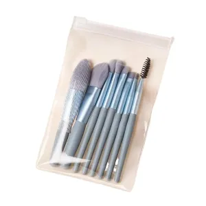 8Pcs Travel Makeup Brush Set Eyeshadow Foundation Brush Portable Blusher Blending Concealer Cosmetic Brushes Beauty Make Up Tool(Blue-OPP bag)