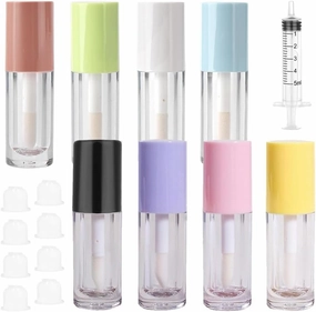 8PCS Empty Lip Gloss Tubes with Inner Plugs, Refillable Clear Lip Balm Bottles with Wand Applicator, Leakproof Travel Cosmetic Containers for Lip Oil, Portable, Reusable(6ml)