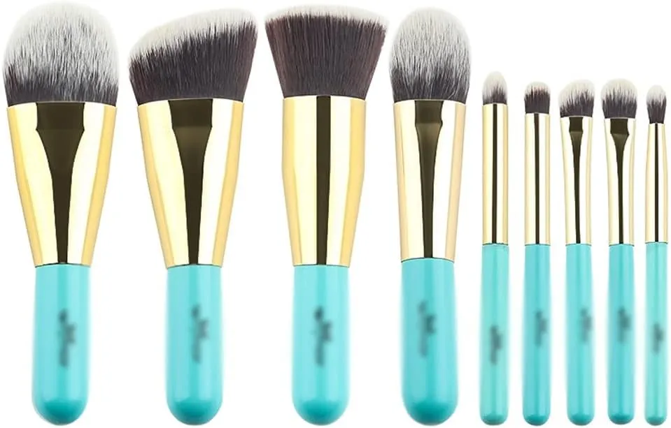 9PCS Make Up Brushes Travel Friendly Brand Brushes Set Professional Makeup Brushes & Gold Color Fashion Kabuki Brush