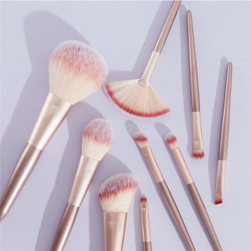 9Pcs Champagne Makeup Brushes Set for Cosmetic Foundation Powder Blush Eyeshadow Blending Make Up Brush Beauty Tool