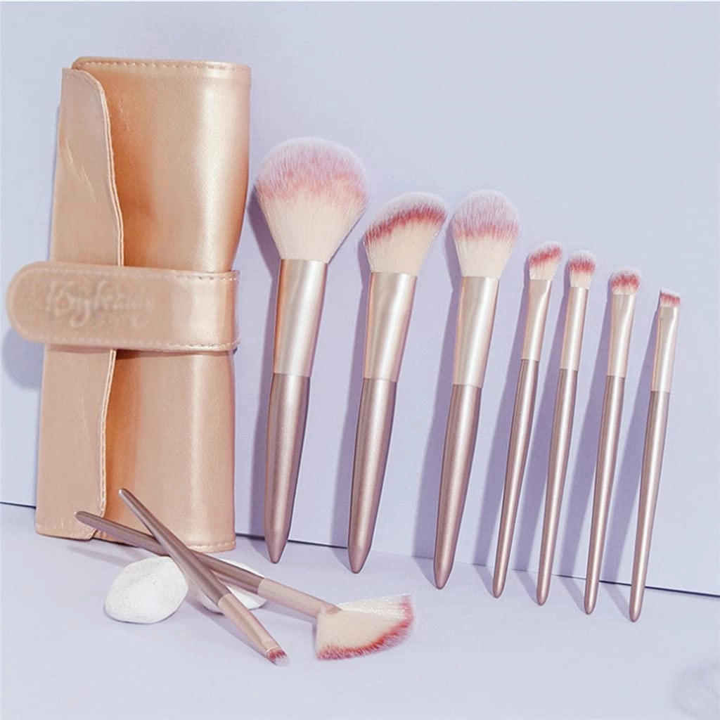 9Pcs Champagne Makeup Brushes Set for Cosmetic Foundation Powder Blush Eyeshadow Blending Make Up Brush Beauty Tool