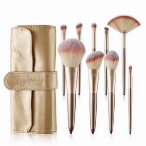 9Pcs Champagne Makeup Brushes Set for Cosmetic Foundation Powder Blush Eyeshadow Blending Make Up Brush Beauty Tool