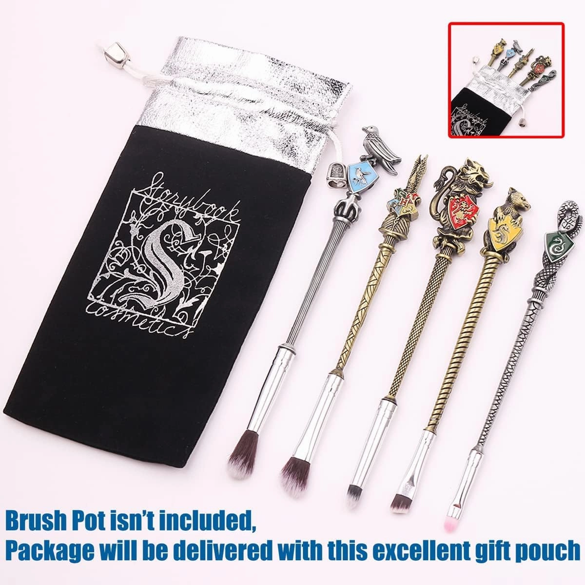 【2 Color Options】 Gifts Potter Metal Makeup Brushes Set Gifts Wi-zard Wand Makeup Brushes Set for Women Magic Eye Shadow Eyeliner Blending Lip Brush - Brushes Holder Pot Not Included