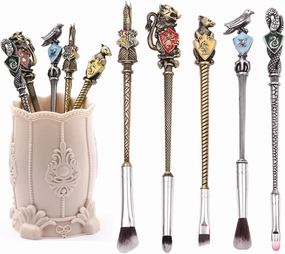 【2 Color Options】 Gifts Potter Metal Makeup Brushes Set Gifts Wi-zard Wand Makeup Brushes Set for Women Magic Eye Shadow Eyeliner Blending Lip Brush - Brushes Holder Pot Not Included