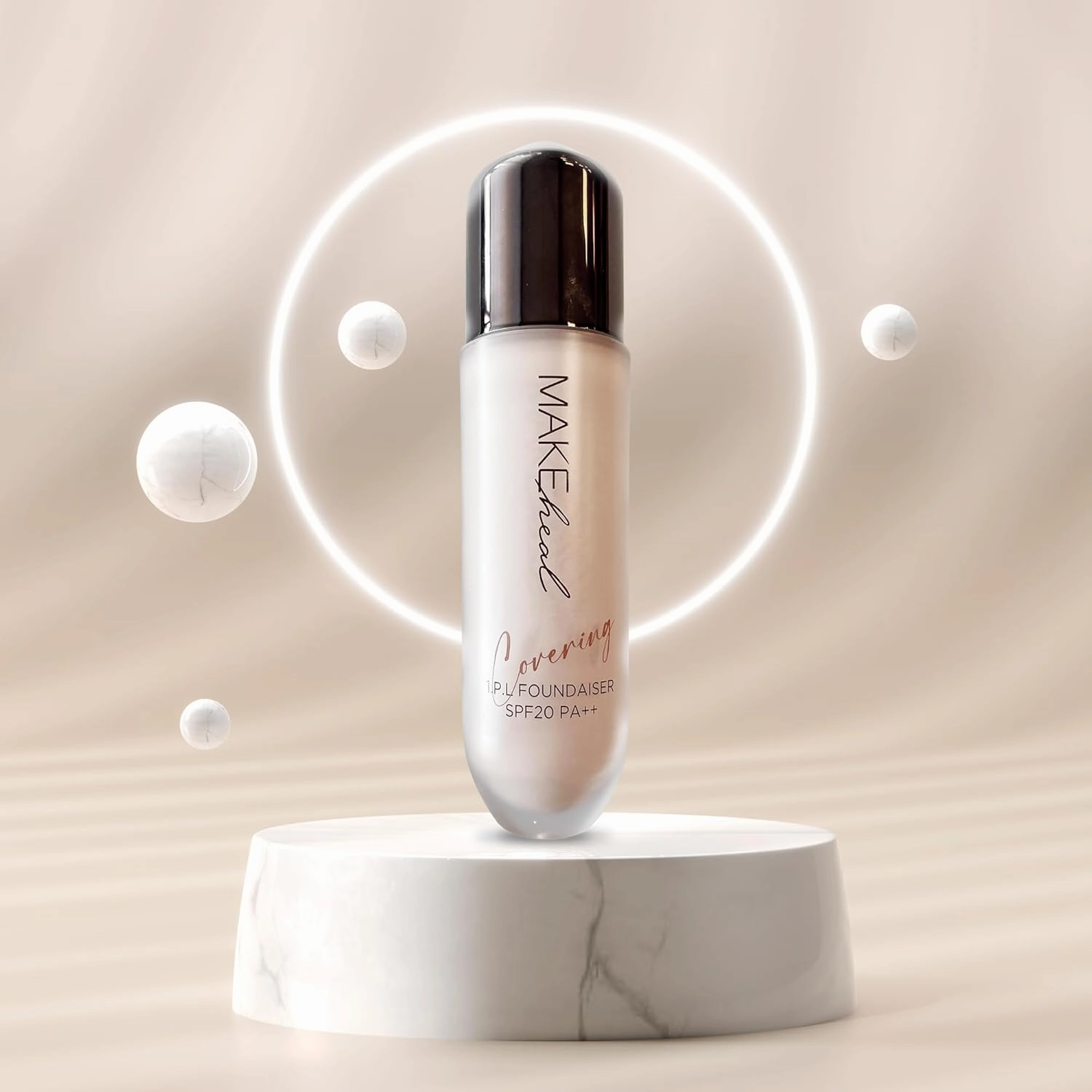 [Makeheal] 1.P.L Foundaiser Foundation SPF 20 PA  , 24 Hours Power-Lasting Coverage, Large Wand Applicator, Dual-Function Foundation, Perfect Blemish Coverage, Korean Beauty (0.98oz) (21C - Peony)