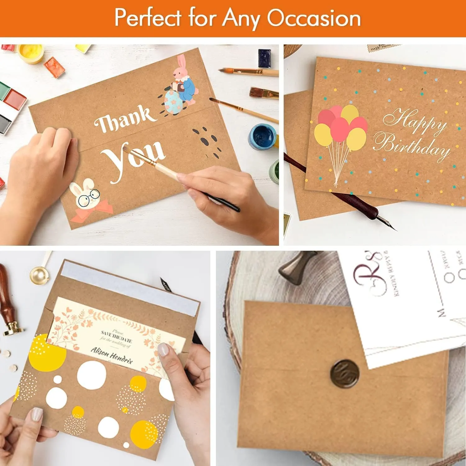 A1 Small Envelope - Mini Brown Kraft Paper Envelopes| Self Sealing |Perfect sized envelopes for personalize gift cards, wedding envelopes or Birthday Party place cards- 5.125 x 3.625 Inches (A1)