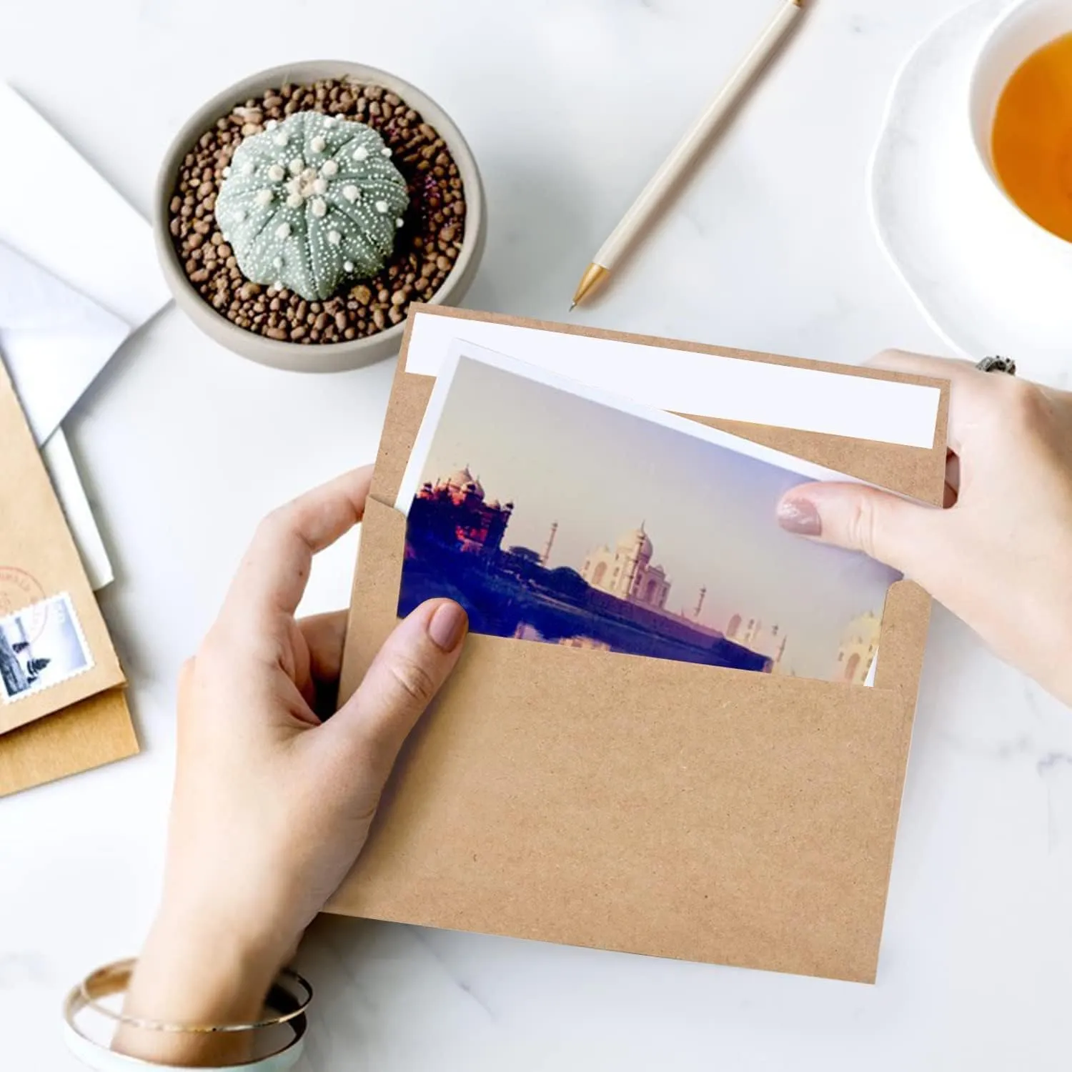 A1 Small Envelope - Mini Brown Kraft Paper Envelopes| Self Sealing |Perfect sized envelopes for personalize gift cards, wedding envelopes or Birthday Party place cards- 5.125 x 3.625 Inches (A1)