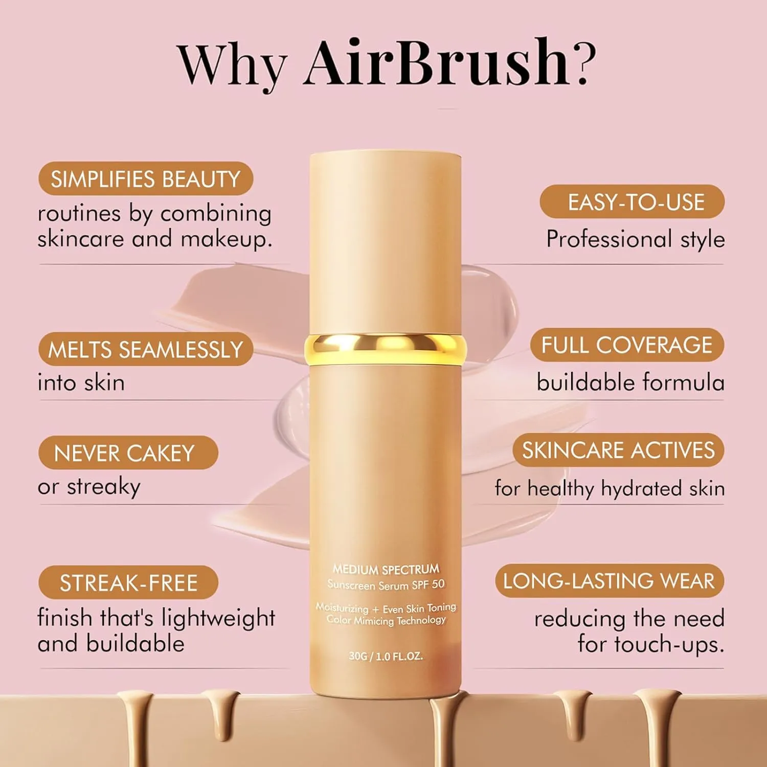 Achieve Flawless Skin - Foundation 4 in1, Natural Long-Lasting Moisturizing Concealer Foundation, Moisturizing Oil Control for All Skin (2 pcs, 30g per bottle)