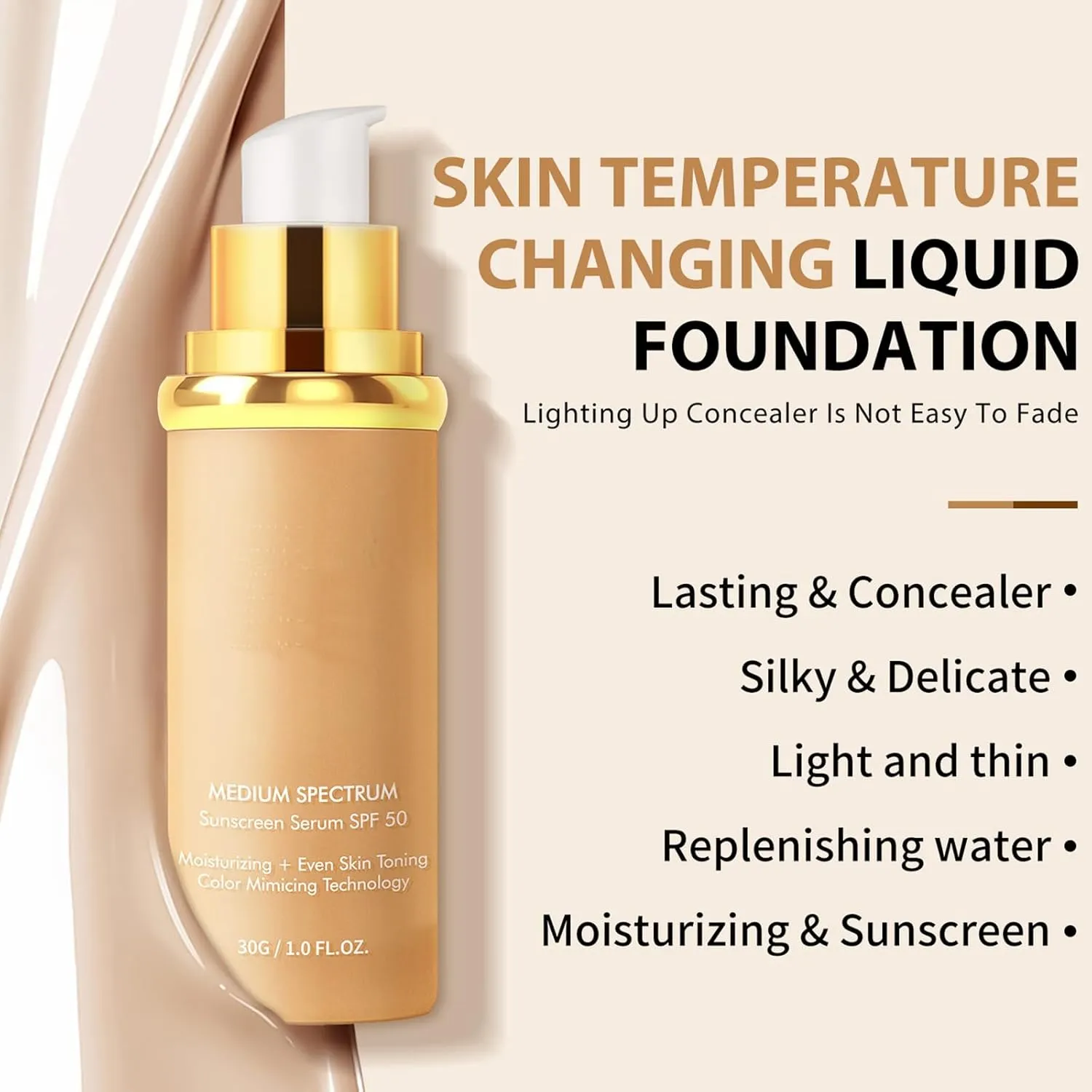 Achieve Flawless Skin - Foundation 4 in1, Natural Long-Lasting Moisturizing Concealer Foundation, Moisturizing Oil Control for All Skin (2 pcs, 30g per bottle)