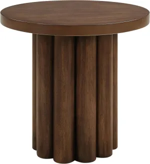 Acme Sanat Contemporary MDF Wood & Veneer Round End Table in Brown