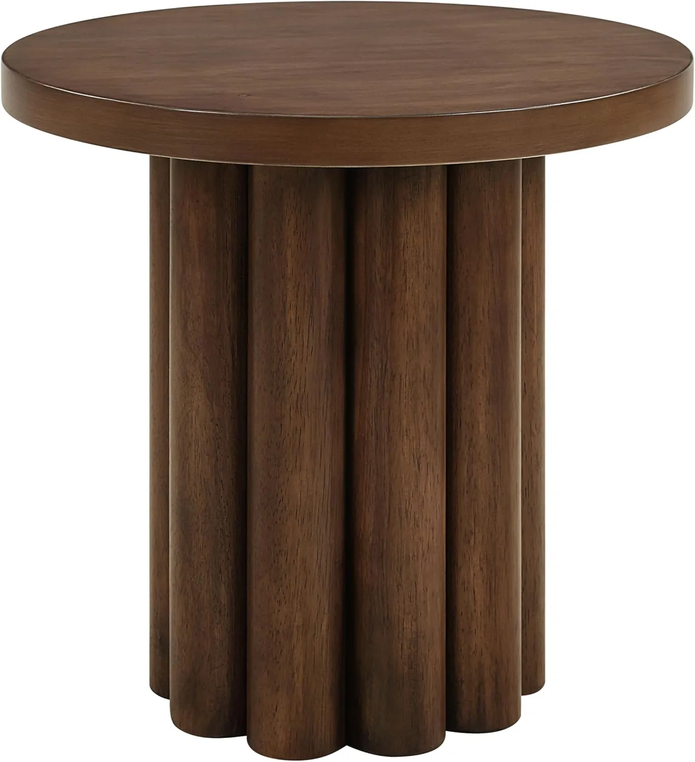 Acme Sanat Contemporary MDF Wood & Veneer Round End Table in Brown