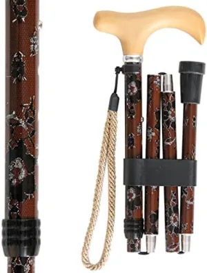 Adjustable Folding Lace Stick/Brown Walking Poles, Multicolor