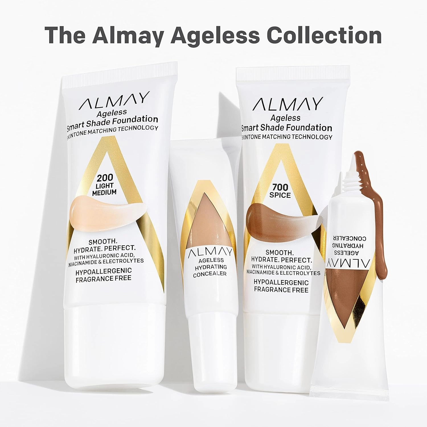 Almay Anti-Aging Concealer, Face Makeup with Hyaluronic Acid, Niacinamide, Vitamin C & E, Hypoallergenic, Fragrance Free, 040 Medium Deep, 0.37 Fl Oz (Pack of 2)