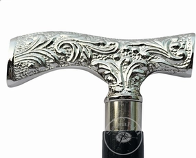 Antique Brass Walking Stick Deluxe Cane Beautiful Silver Handle for Men and Women Gift