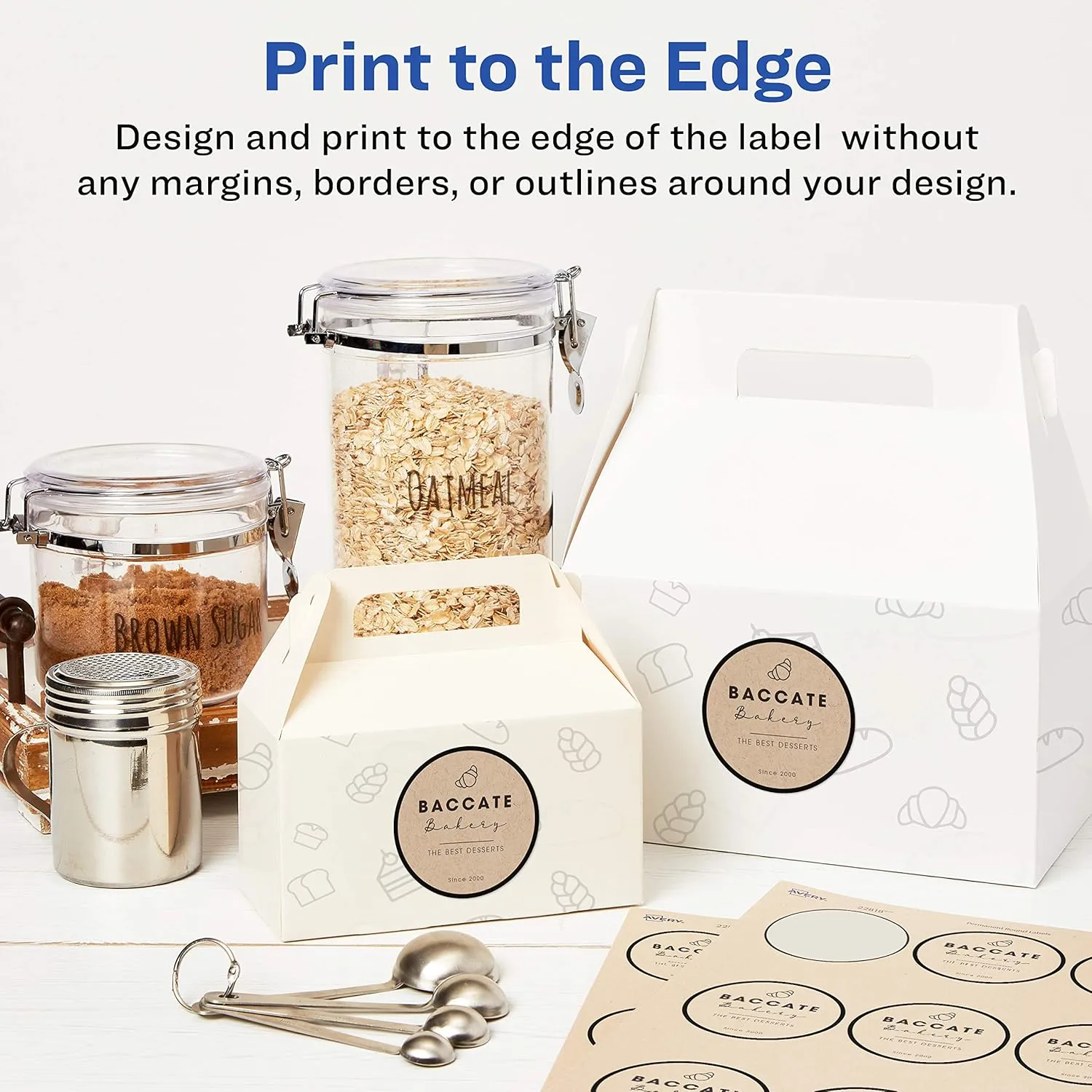 Avery Kraft Brown Round Labels with Sure Feed Technology, 2.5" Diameter, Print to The Edge, Laser/Inkjet Printable Labels, 5 Packs of 22808, 1,125 Total