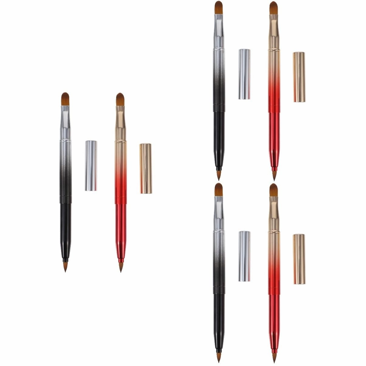 balacoo 6pcs Retractable Double-ended Makeup Brush Versatile Lip Eyeshadow Concealer Applicator for Professional Home Use for Makeup