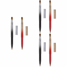 balacoo 6pcs Retractable Double-ended Makeup Brush Versatile Lip Eyeshadow Concealer Applicator for Professional Home Use for Makeup