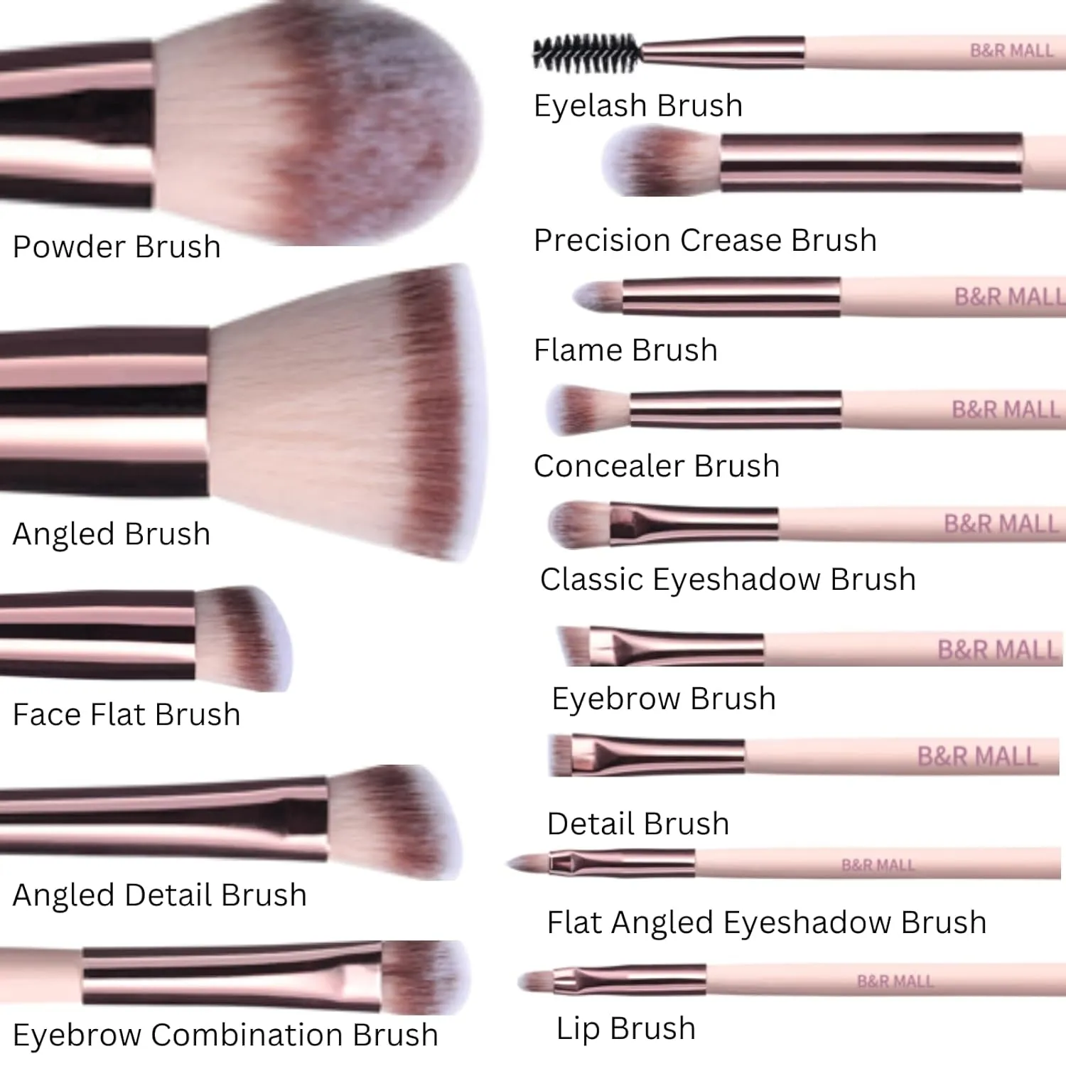 B&R MALL Premium Makeup Brush Set with LED Mirror – Supper soft Brushes for Flawless Foundation, Concealer, Eyeshadow & More | Lightweight, Versatile, Perfect for On-the-Go Touch-Ups (Champagne Gold)