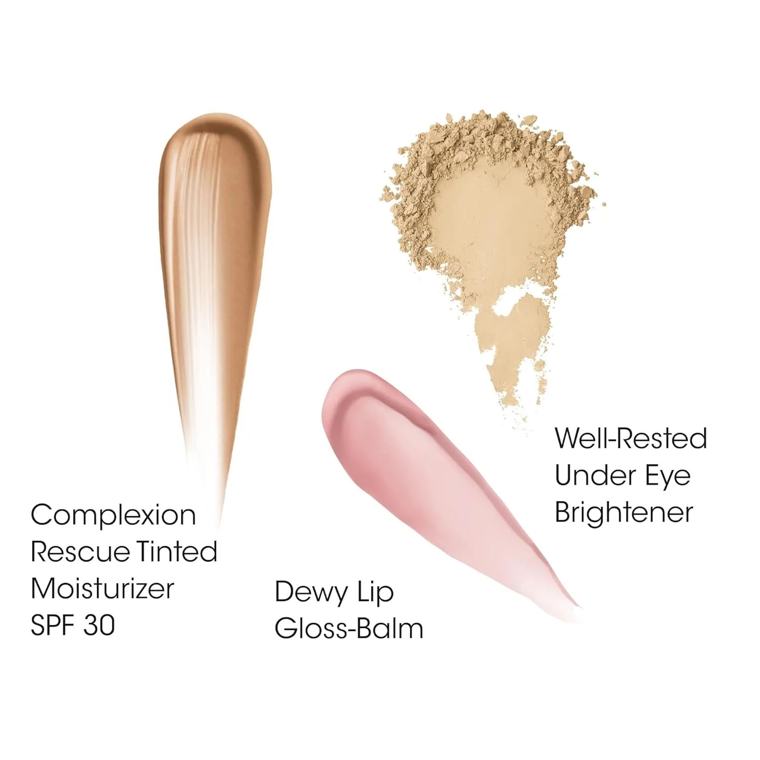 bareMinerals 3-Piece Clean Beauty Gift Set, Includes 3 Full-Sizes, Tinted Moisturizer Mineral SPF 30   Hyaluronic Acid, Under-Eye Brightener   Concealer, Dewy Lip Gloss-Balm Set, Makeup Trio