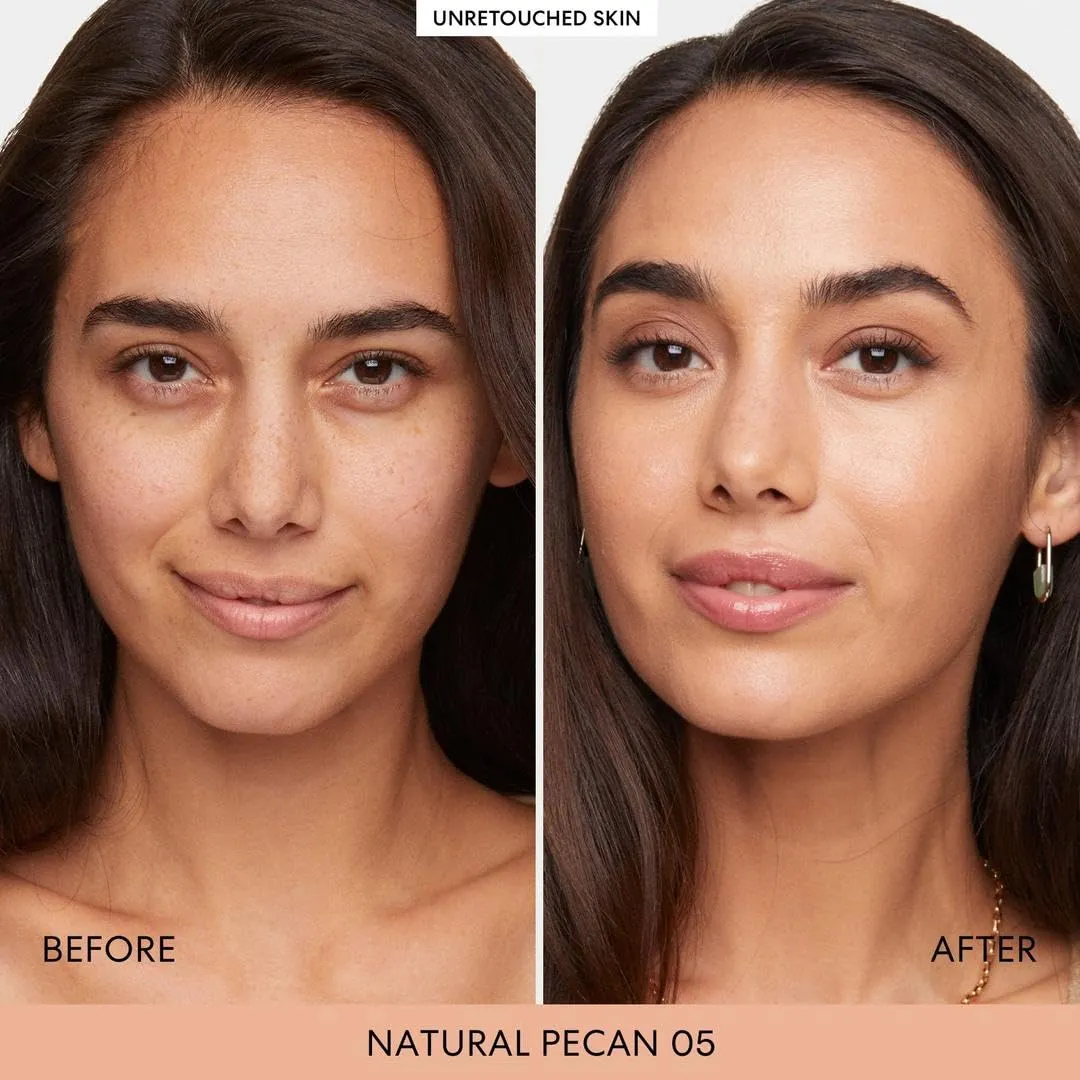 bareMinerals 3-Piece Clean Beauty Gift Set, Includes 3 Full-Sizes, Tinted Moisturizer Mineral SPF 30   Hyaluronic Acid, Under-Eye Brightener   Concealer, Dewy Lip Gloss-Balm Set, Makeup Trio